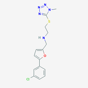 N-{[5-(3-chlorophenyl)furan-2-yl]methyl}-2-[(1-methyl-1H-tetrazol-5-yl)sulfanyl]ethanamine