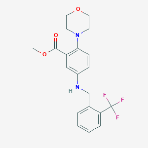 molecular formula C20H21F3N2O3 B496454 Methyl 2-(4-morpholinyl)-5-{[2-(trifluoromethyl)benzyl]amino}benzoate 