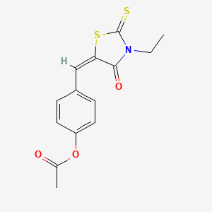 molecular formula C14H13NO3S2 B4964720 4-{[(5E)-3-Ethyl-4-oxo-2-sulfanylidene-1,3-thiazolidin-5-ylidene]methyl}phenyl acetate 
