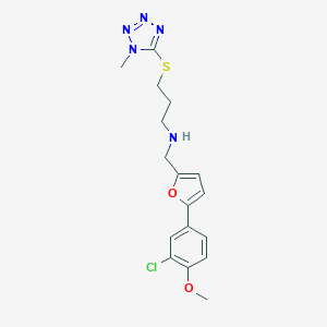 N-{[5-(3-chloro-4-methoxyphenyl)furan-2-yl]methyl}-3-[(1-methyl-1H-tetrazol-5-yl)sulfanyl]propan-1-amine