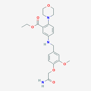molecular formula C23H29N3O6 B496478 ETHYL 5-({[4-(CARBAMOYLMETHOXY)-3-METHOXYPHENYL]METHYL}AMINO)-2-(MORPHOLIN-4-YL)BENZOATE 