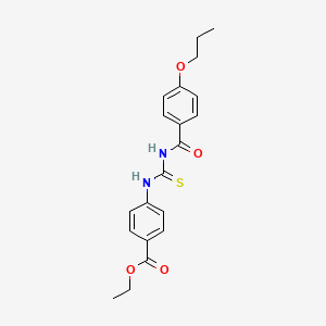 molecular formula C20H22N2O4S B4964831 Ethyl 4-({[(4-propoxyphenyl)carbonyl]carbamothioyl}amino)benzoate 