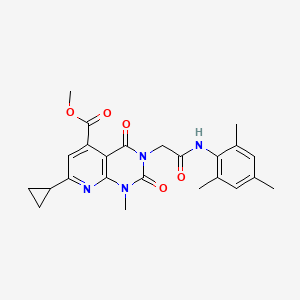 molecular formula C24H26N4O5 B4964847 METHYL 7-CYCLOPROPYL-1-METHYL-2,4-DIOXO-3-{[(2,4,6-TRIMETHYLPHENYL)CARBAMOYL]METHYL}-1H,2H,3H,4H-PYRIDO[2,3-D]PYRIMIDINE-5-CARBOXYLATE 