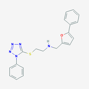 molecular formula C20H19N5OS B496485 N-[(5-phenylfuran-2-yl)methyl]-2-[(1-phenyl-1H-tetrazol-5-yl)sulfanyl]ethanamine 
