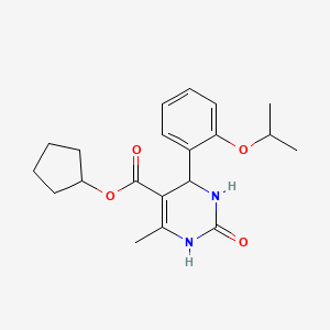 molecular formula C20H26N2O4 B4964909 Cyclopentyl 6-methyl-2-oxo-4-[2-(propan-2-yloxy)phenyl]-1,2,3,4-tetrahydropyrimidine-5-carboxylate 