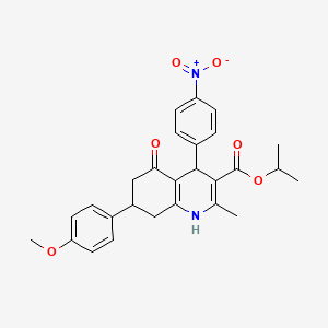 molecular formula C27H28N2O6 B4964926 Propan-2-yl 7-(4-methoxyphenyl)-2-methyl-4-(4-nitrophenyl)-5-oxo-1,4,5,6,7,8-hexahydroquinoline-3-carboxylate 