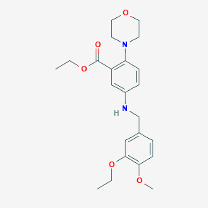 molecular formula C23H30N2O5 B496504 Ethyl 5-[(3-ethoxy-4-methoxybenzyl)amino]-2-(4-morpholinyl)benzoate 