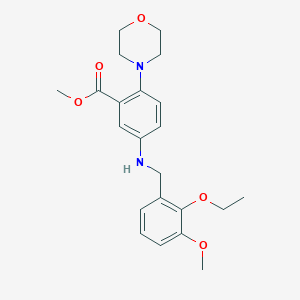molecular formula C22H28N2O5 B496529 Methyl 5-[(2-ethoxy-3-methoxybenzyl)amino]-2-(4-morpholinyl)benzoate 