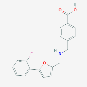 molecular formula C19H16FNO3 B496540 4-[({[5-(2-Fluorophenyl)-2-furyl]methyl}amino)methyl]benzoic acid 