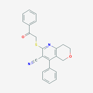 molecular formula C23H18N2O2S B496546 2-[(2-oxo-2-phenylethyl)sulfanyl]-4-phenyl-7,8-dihydro-5H-pyrano[4,3-b]pyridine-3-carbonitrile 