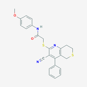 molecular formula C24H21N3O2S2 B496551 2-[(3-cyano-4-phenyl-7,8-dihydro-5H-thiopyrano[4,3-b]pyridin-2-yl)sulfanyl]-N-(4-methoxyphenyl)acetamide 