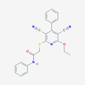 2-[(3,5-dicyano-6-ethoxy-4-phenyl-2-pyridinyl)sulfanyl]-N-phenylacetamide