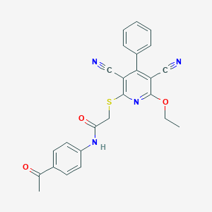 N-(4-acetylphenyl)-2-[(3,5-dicyano-6-ethoxy-4-phenyl-2-pyridinyl)sulfanyl]acetamide