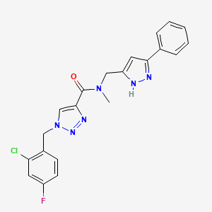 molecular formula C21H18ClFN6O B4965548 1-(2-chloro-4-fluorobenzyl)-N-methyl-N-[(5-phenyl-1H-pyrazol-3-yl)methyl]-1H-1,2,3-triazole-4-carboxamide 