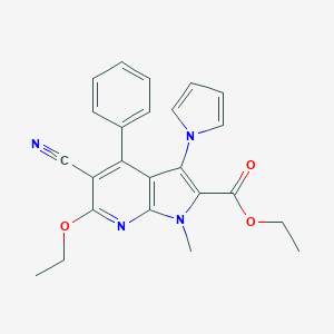 molecular formula C24H22N4O3 B496557 ethyl 5-cyano-6-ethoxy-1-methyl-4-phenyl-3-(1H-pyrrol-1-yl)-1H-pyrrolo[2,3-b]pyridine-2-carboxylate 
