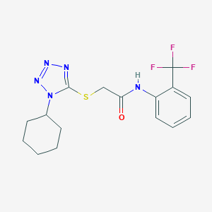 2-[(1-cyclohexyl-1H-tetraazol-5-yl)sulfanyl]-N-[2-(trifluoromethyl)phenyl]acetamide