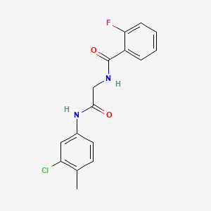 molecular formula C16H14ClFN2O2 B4965875 N-{2-[(3-chloro-4-methylphenyl)amino]-2-oxoethyl}-2-fluorobenzamide 