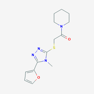 molecular formula C14H18N4O2S B496598 5-(2-furyl)-4-methyl-4H-1,2,4-triazol-3-yl 2-oxo-2-(1-piperidinyl)ethyl sulfide 