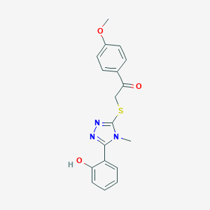 molecular formula C18H17N3O3S B496603 2-{[5-(2-hydroxyphenyl)-4-methyl-4H-1,2,4-triazol-3-yl]sulfanyl}-1-(4-methoxyphenyl)ethanone 
