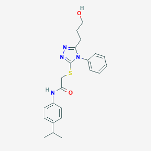 molecular formula C22H26N4O2S B496604 2-{[5-(3-hydroxypropyl)-4-phenyl-4H-1,2,4-triazol-3-yl]sulfanyl}-N-(4-isopropylphenyl)acetamide 