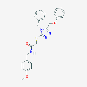 molecular formula C26H26N4O3S B496606 2-{[4-benzyl-5-(phenoxymethyl)-4H-1,2,4-triazol-3-yl]sulfanyl}-N-(4-methoxybenzyl)acetamide 