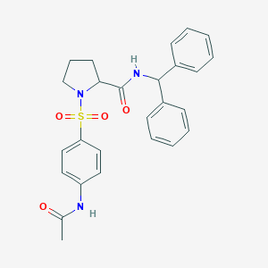 molecular formula C26H27N3O4S B496613 1-{[4-(acetylamino)phenyl]sulfonyl}-N-(diphenylmethyl)prolinamide 