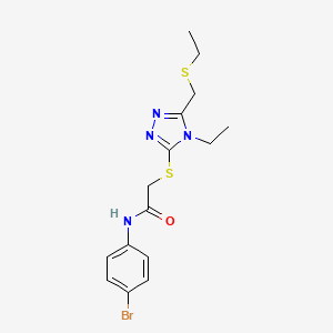 molecular formula C15H19BrN4OS2 B4966138 N-(4-bromophenyl)-2-[[4-ethyl-5-(ethylsulfanylmethyl)-1,2,4-triazol-3-yl]sulfanyl]acetamide 
