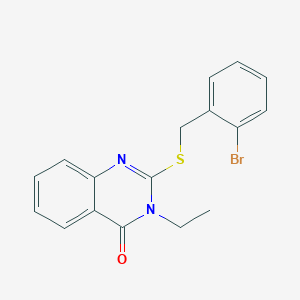 molecular formula C17H15BrN2OS B496617 2-[(2-bromobenzyl)sulfanyl]-3-ethyl-4(3H)-quinazolinone 