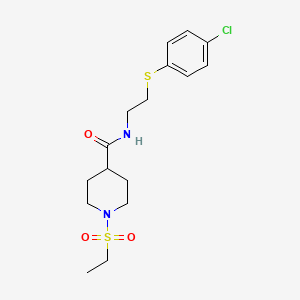 molecular formula C16H23ClN2O3S2 B4966185 N-{2-[(4-CHLOROPHENYL)SULFANYL]ETHYL}-1-(ETHANESULFONYL)PIPERIDINE-4-CARBOXAMIDE 