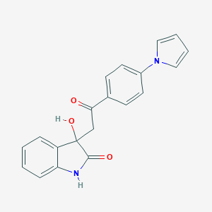 molecular formula C20H16N2O3 B496626 3-hydroxy-3-{2-oxo-2-[4-(1H-pyrrol-1-yl)phenyl]ethyl}-1,3-dihydro-2H-indol-2-one CAS No. 688040-12-2