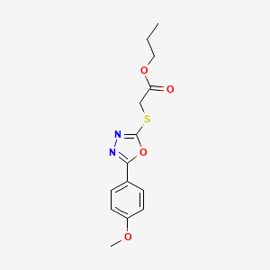 molecular formula C14H16N2O4S B4966262 Propyl 2-{[5-(4-methoxyphenyl)-1,3,4-oxadiazol-2-YL]sulfanyl}acetate 