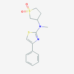 molecular formula C14H16N2O2S2 B496631 3-[Methyl(4-phenyl(1,3-thiazol-2-yl))amino]thiolane-1,1-dione 