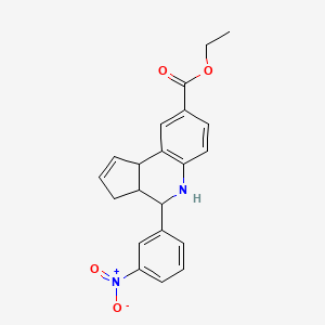 molecular formula C21H20N2O4 B4966345 ETHYL 4-(3-NITROPHENYL)-3H,3AH,4H,5H,9BH-CYCLOPENTA[C]QUINOLINE-8-CARBOXYLATE 