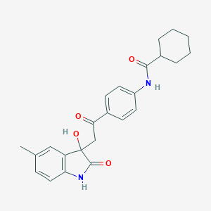 N-{4-[2-(3-hydroxy-5-methyl-2-oxo-2,3-dihydro-1H-indol-3-yl)acetyl]phenyl}cyclohexanecarboxamide