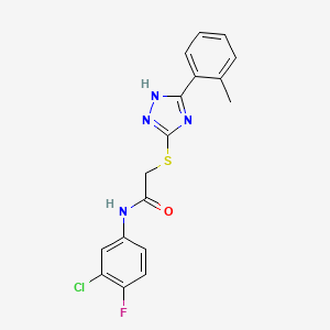 molecular formula C17H14ClFN4OS B4966594 N-(3-chloro-4-fluorophenyl)-2-{[5-(2-methylphenyl)-4H-1,2,4-triazol-3-yl]sulfanyl}acetamide 