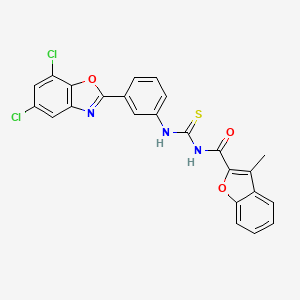 molecular formula C24H15Cl2N3O3S B4966700 N-{[3-(5,7-dichloro-1,3-benzoxazol-2-yl)phenyl]carbamothioyl}-3-methyl-1-benzofuran-2-carboxamide 