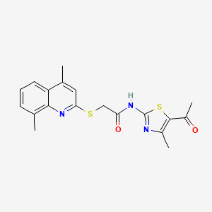 molecular formula C19H19N3O2S2 B4966712 N-(5-acetyl-4-methyl-1,3-thiazol-2-yl)-2-(4,8-dimethylquinolin-2-yl)sulfanylacetamide 