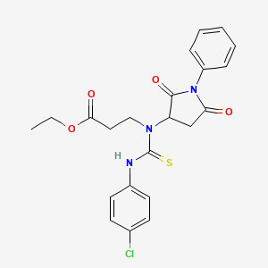 molecular formula C22H22ClN3O4S B4966759 Ethyl 3-[(4-chlorophenyl)carbamothioyl-(2,5-dioxo-1-phenylpyrrolidin-3-yl)amino]propanoate 