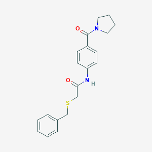 molecular formula C20H22N2O2S B496679 2-(benzylsulfanyl)-N-[4-(1-pyrrolidinylcarbonyl)phenyl]acetamide 