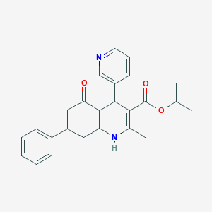 molecular formula C25H26N2O3 B4966841 Propan-2-yl 2-methyl-5-oxo-7-phenyl-4-(pyridin-3-yl)-1,4,5,6,7,8-hexahydroquinoline-3-carboxylate 