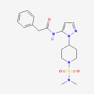 molecular formula C18H25N5O3S B4966978 N-[2-[1-(dimethylsulfamoyl)piperidin-4-yl]pyrazol-3-yl]-2-phenylacetamide 