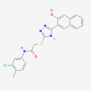molecular formula C22H19ClN4O2S B496707 N-(3-chloro-4-methylphenyl)-2-{[5-(3-hydroxynaphthalen-2-yl)-4-methyl-4H-1,2,4-triazol-3-yl]sulfanyl}acetamide 