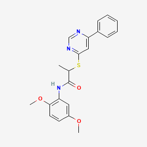 molecular formula C21H21N3O3S B4967212 N-(2,5-dimethoxyphenyl)-2-(6-phenylpyrimidin-4-yl)sulfanylpropanamide 