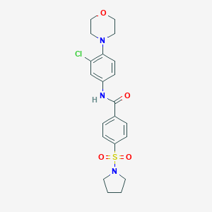 molecular formula C21H24ClN3O4S B496729 N-[3-CHLORO-4-(MORPHOLIN-4-YL)PHENYL]-4-(PYRROLIDINE-1-SULFONYL)BENZAMIDE 