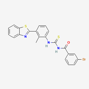molecular formula C22H16BrN3OS2 B4967298 N-{[3-(1,3-benzothiazol-2-yl)-2-methylphenyl]carbamothioyl}-3-bromobenzamide 