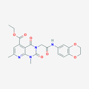 molecular formula C22H22N4O7 B4967409 ETHYL 3-{[(2,3-DIHYDRO-1,4-BENZODIOXIN-6-YL)CARBAMOYL]METHYL}-1,7-DIMETHYL-2,4-DIOXO-1H,2H,3H,4H-PYRIDO[2,3-D]PYRIMIDINE-5-CARBOXYLATE 