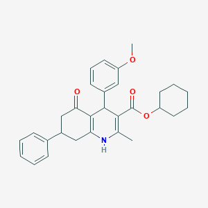 molecular formula C30H33NO4 B4967495 Cyclohexyl 4-(3-methoxyphenyl)-2-methyl-5-oxo-7-phenyl-1,4,5,6,7,8-hexahydroquinoline-3-carboxylate 