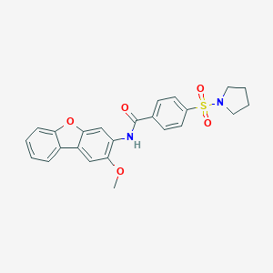 molecular formula C24H22N2O5S B496765 N-(2-methoxydibenzo[b,d]furan-3-yl)-4-(1-pyrrolidinylsulfonyl)benzamide 