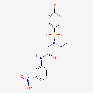 molecular formula C16H16BrN3O5S B4967671 N~2~-[(4-bromophenyl)sulfonyl]-N~2~-ethyl-N-(3-nitrophenyl)glycinamide 