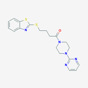 molecular formula C19H21N5OS2 B496774 4-(1,3-Benzothiazol-2-ylsulfanyl)-1-(4-pyrimidin-2-ylpiperazin-1-yl)butan-1-one CAS No. 696635-63-9